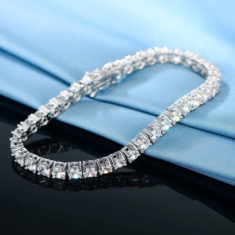 TIKJE 925 Sterling Silver 2-7mm Cubic Zirconia Classic Tennis Bracelet | White Gold Bracelets for Women | Size 6-8.5 inches - Image 4